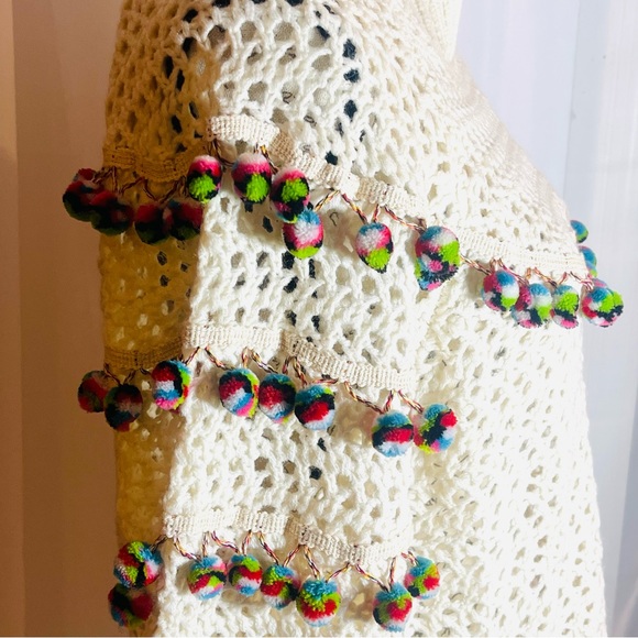 Blogger’s fav Haute Rogue Kelly Pom Pom Crocheted Sweater Sz M | NWT - Picture 7 of 11